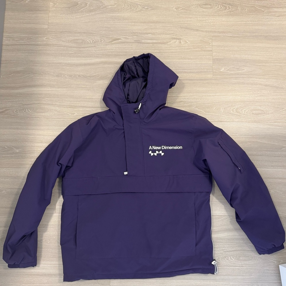 Bershka Men’s “A New Dimension” Purple Hooded Windbreaker – Size M